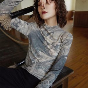 Baroque High Neck Fitted Top