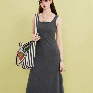 Basic Casual Button Up Midi Dress