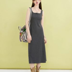 Basic Casual Button Up Midi Dress