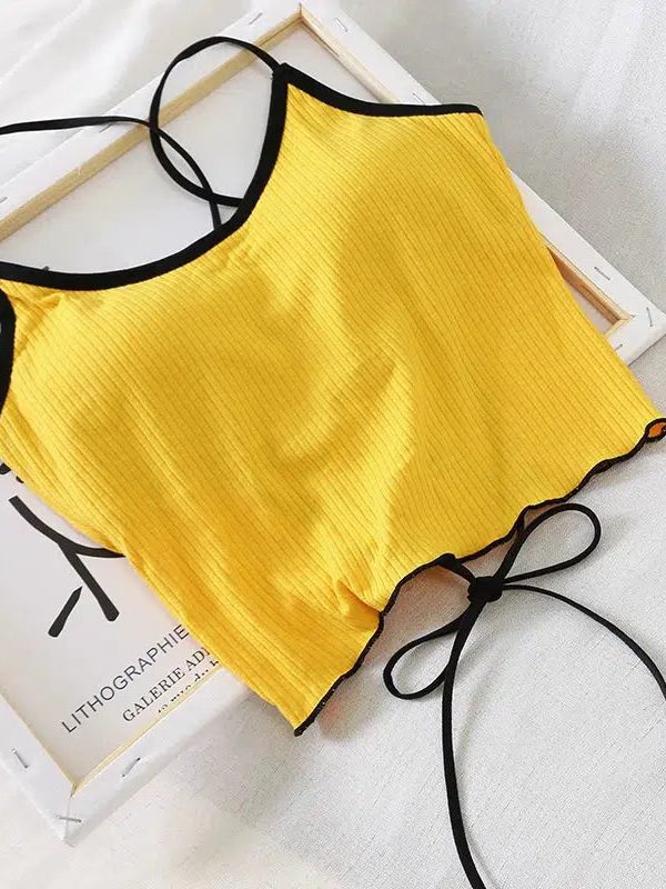 Basic Corduroy Backless Crop Top