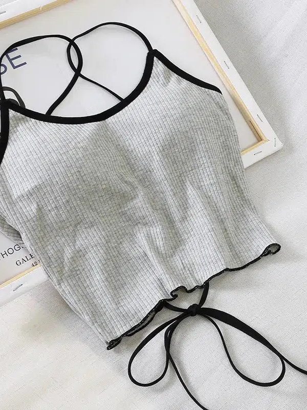 Basic Corduroy Backless Crop Top