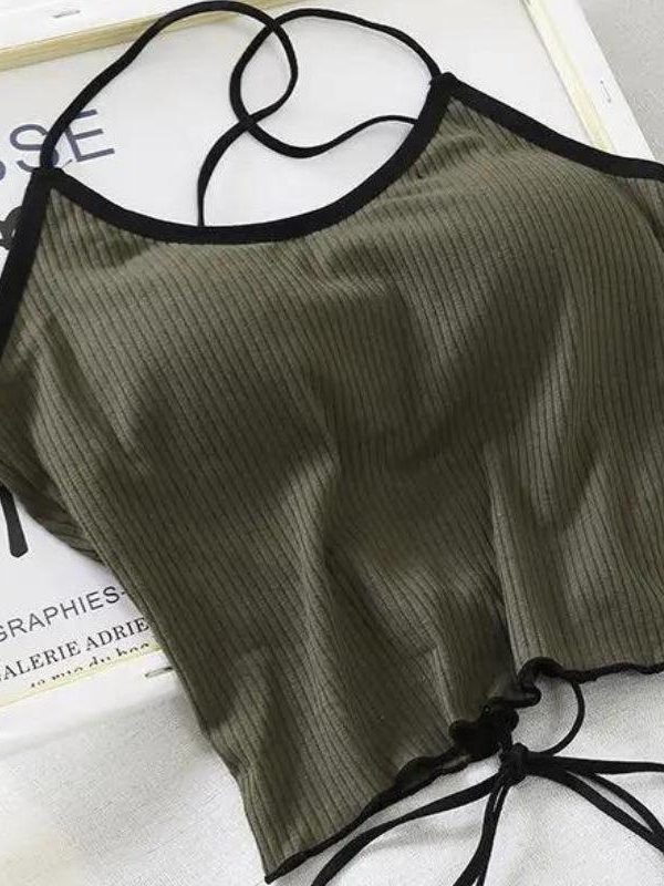 Basic Corduroy Backless Crop Top