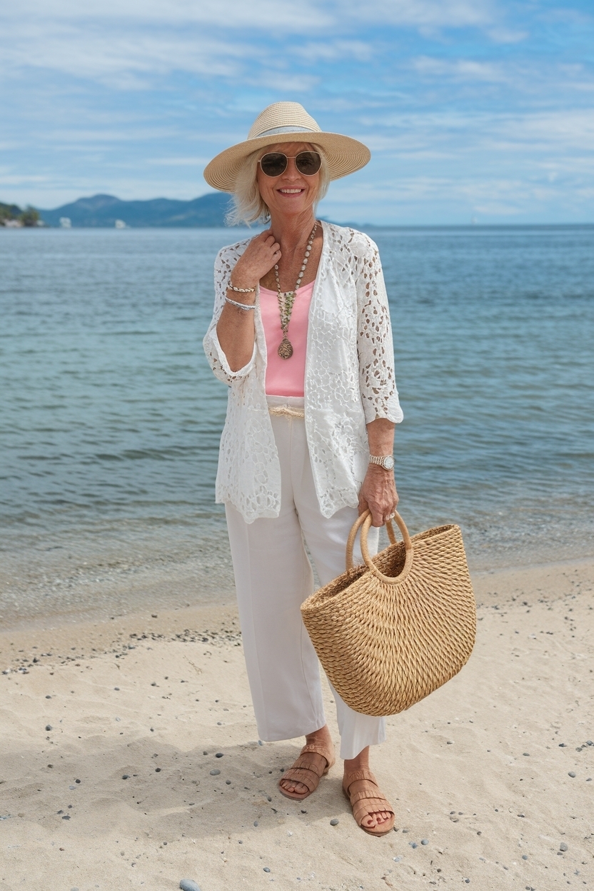 Beach Outfit for Older Women Over 50: Stylish Essentials outfit idea
