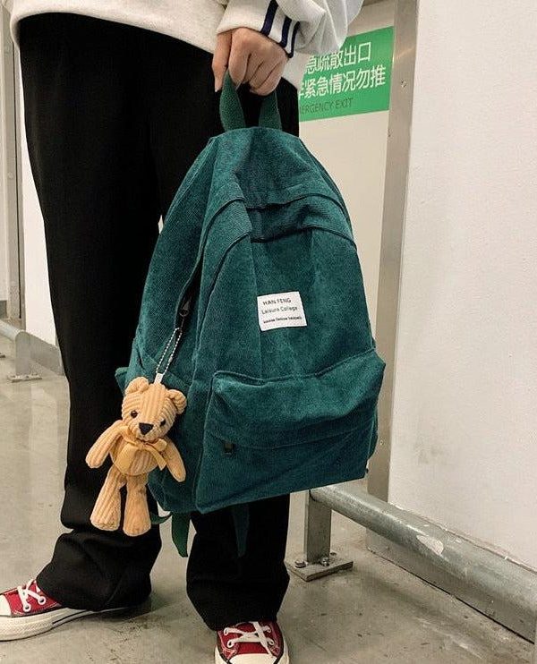 Bear Corduroy School Backpack