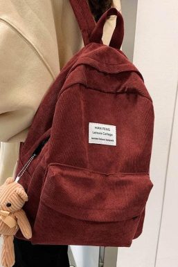 Bear Corduroy School Backpack