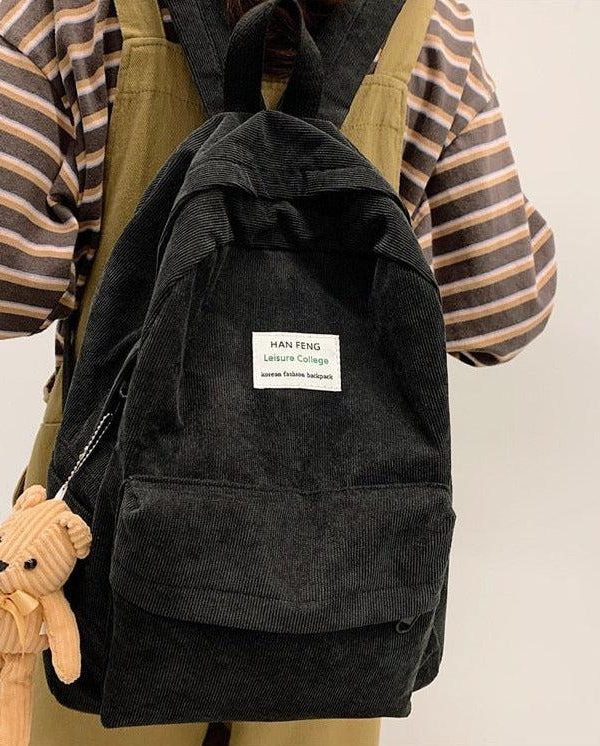 Bear Corduroy School Backpack