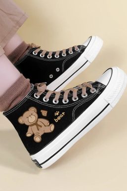 Bear Lace Up Canvas Shoes