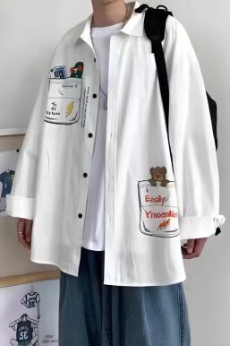 Bear & Skateboard Detailed Shirt