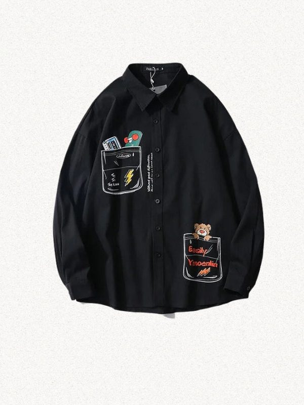 Bear & Skateboard Detailed Shirt