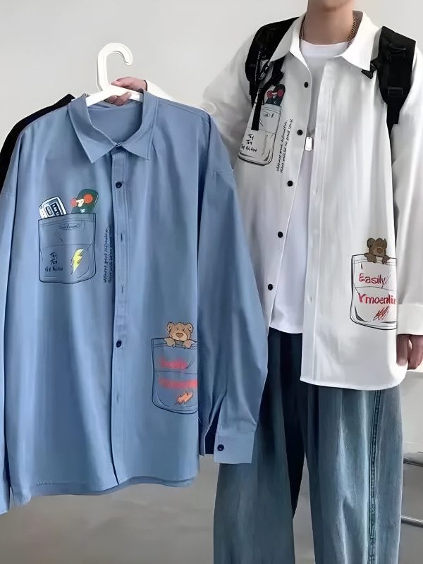 Bear & Skateboard Detailed Shirt