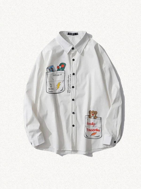 Bear & Skateboard Detailed Shirt