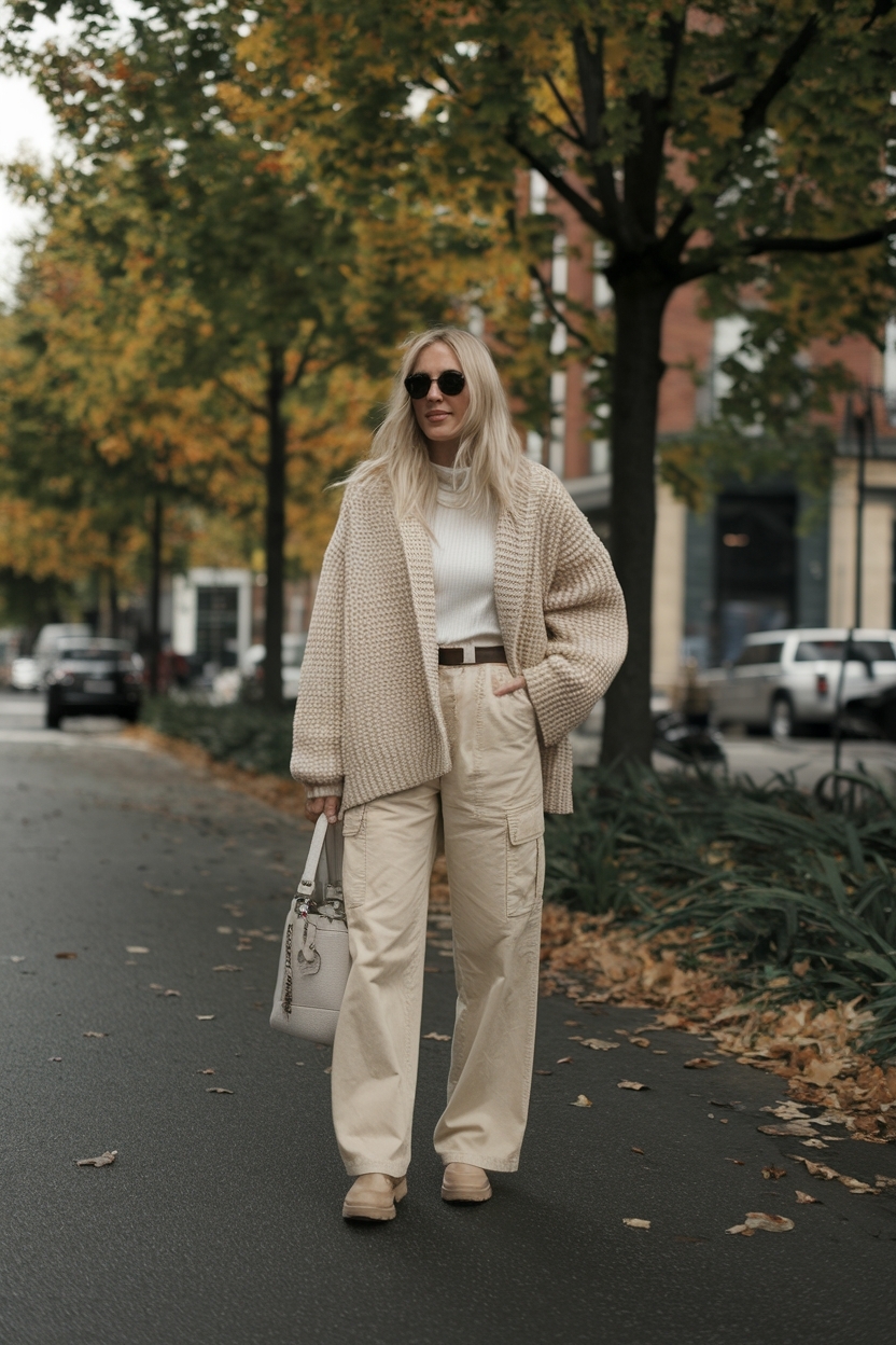 Beige Cargo Pants Outfit Fall: Style Tips and Trends outfit idea