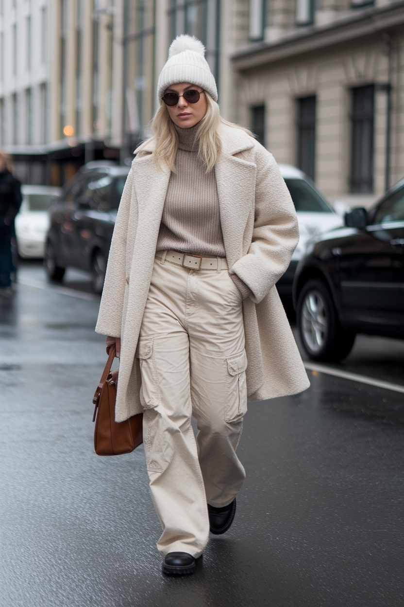 Beige Cargo Pants Outfit Winter: Cozy and Chic Looks outfit idea