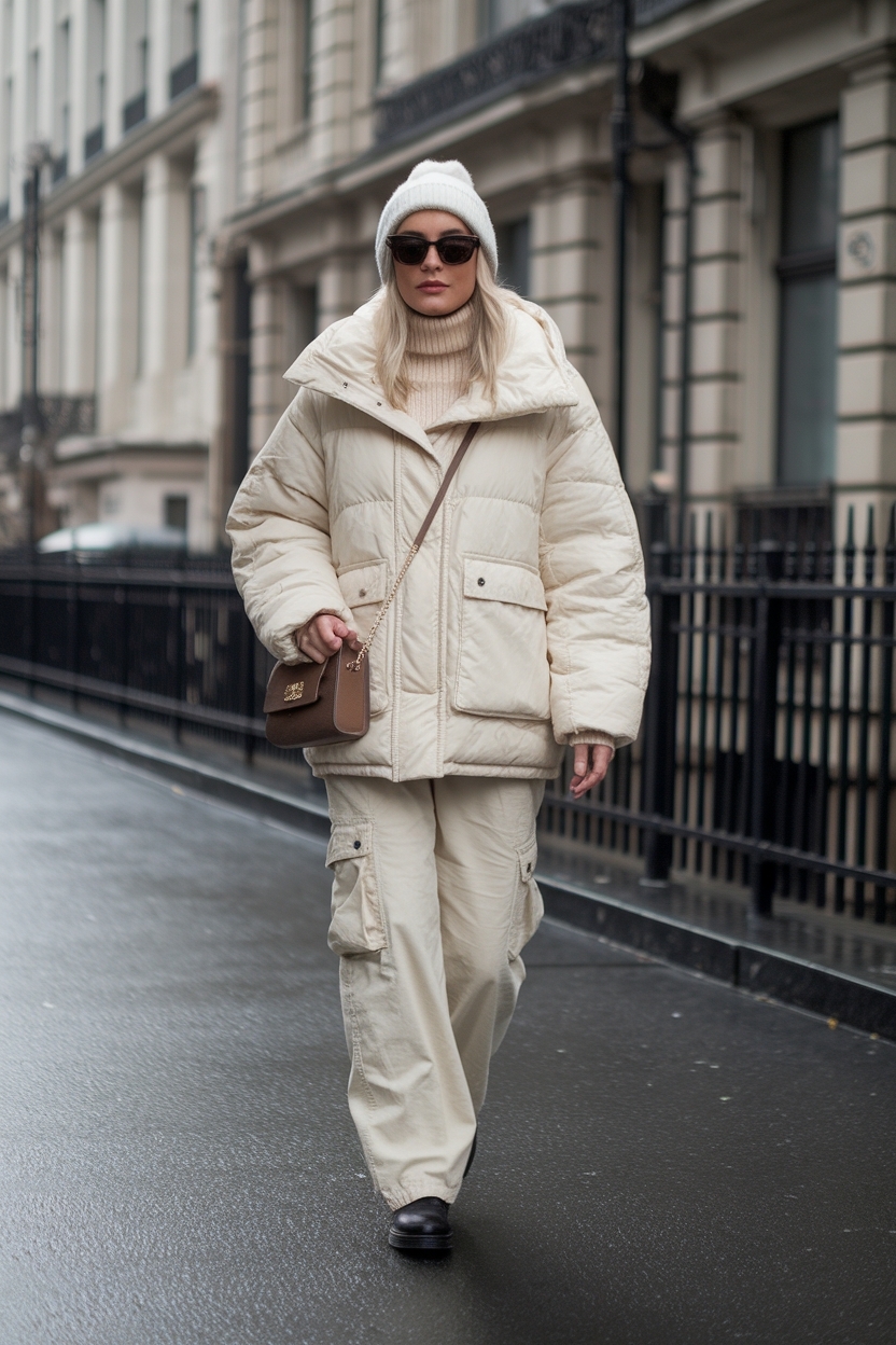 Beige Cargo Pants Outfit Winter: Stay Warm and Chic outfit idea