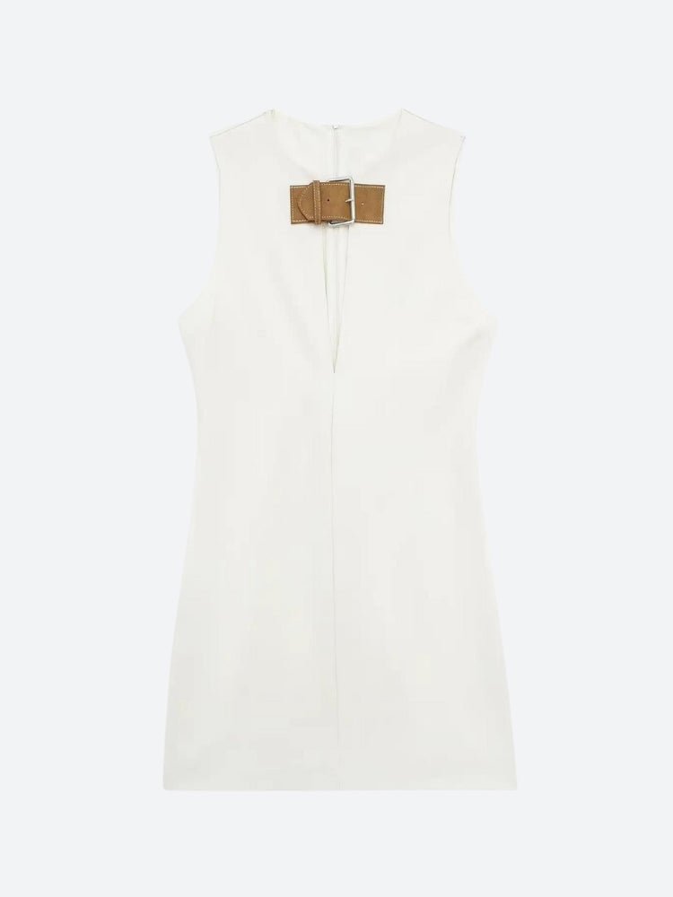 Belted Plunge Neck Mini Dress Belted Plunge Neck Mini Dress