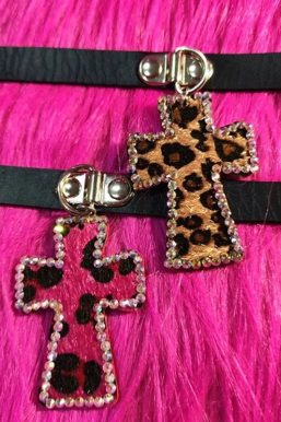 Bimbocore Leopard Cross Choker Necklace