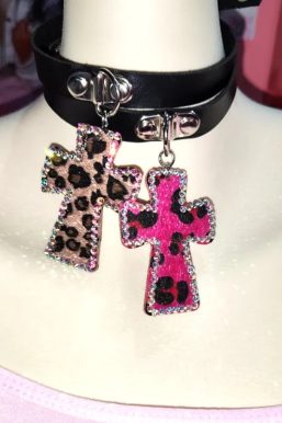 Bimbocore Leopard Cross Choker Necklace