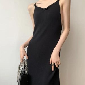 Black Butterfly Back Midi Dress