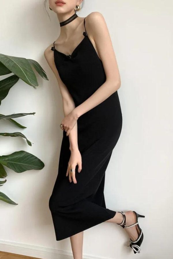 Black Butterfly Back Midi Dress
