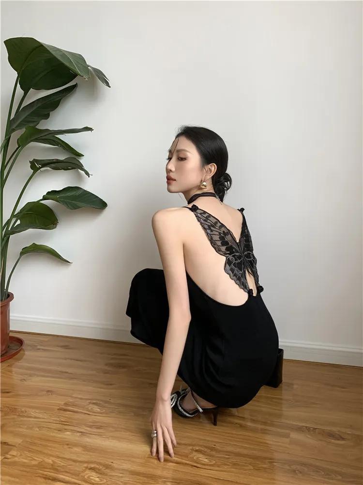 Black Butterfly Back Midi Dress Black Butterfly Back Midi Dress