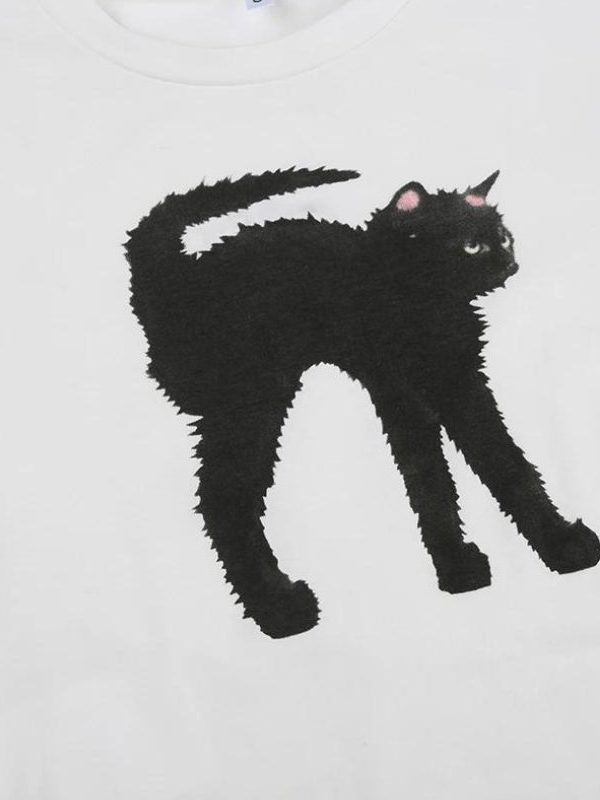 Black Cat Crop Tee