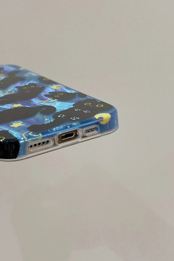 Black Cat Phone Case with Charm