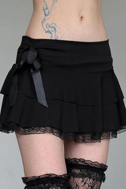 Black Coquette Mini Skirt