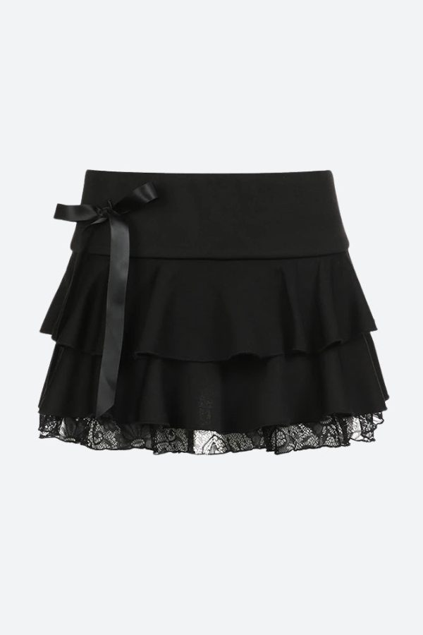 Black Coquette Mini Skirt
