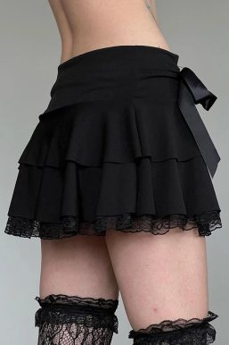 Black Coquette Mini Skirt