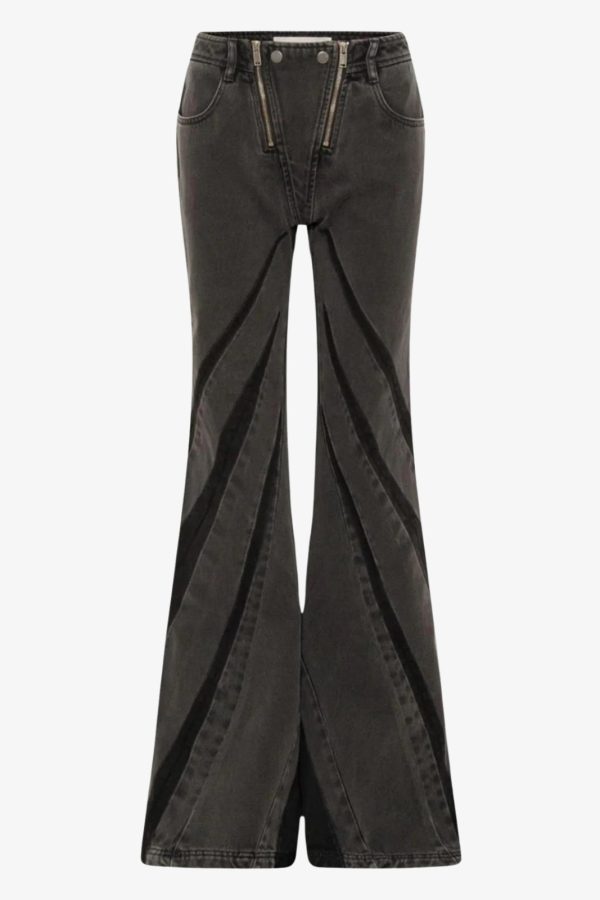 Black Denim Tube Top & Patch Jeans Two Piece Set