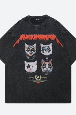 Black Energy Cat Band Tee