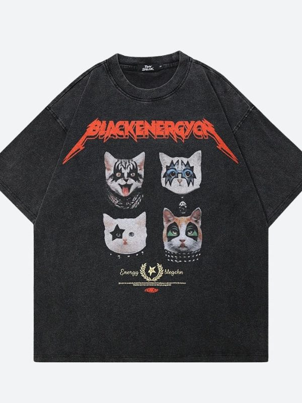 Black Energy Cat Band Tee