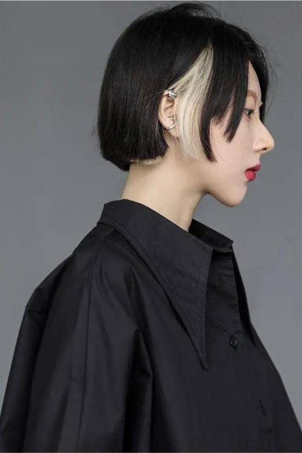 Black Korean Asymmetric Shirt