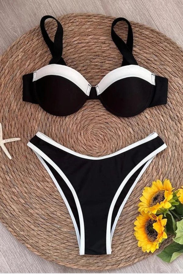 Black & White Contrast Bikini Set