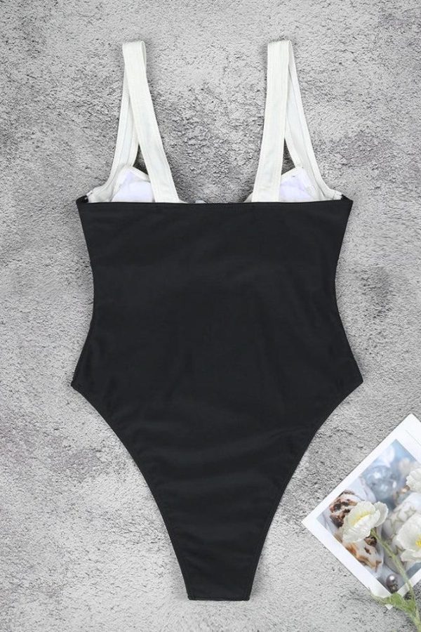 Black & White High Leg Swimsuit