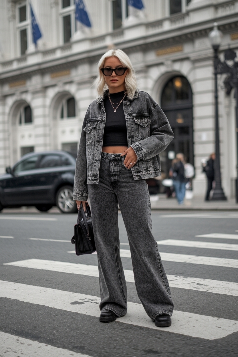 Black Acid Wash Jeans Outfit for Trendy Vibes outfit idea