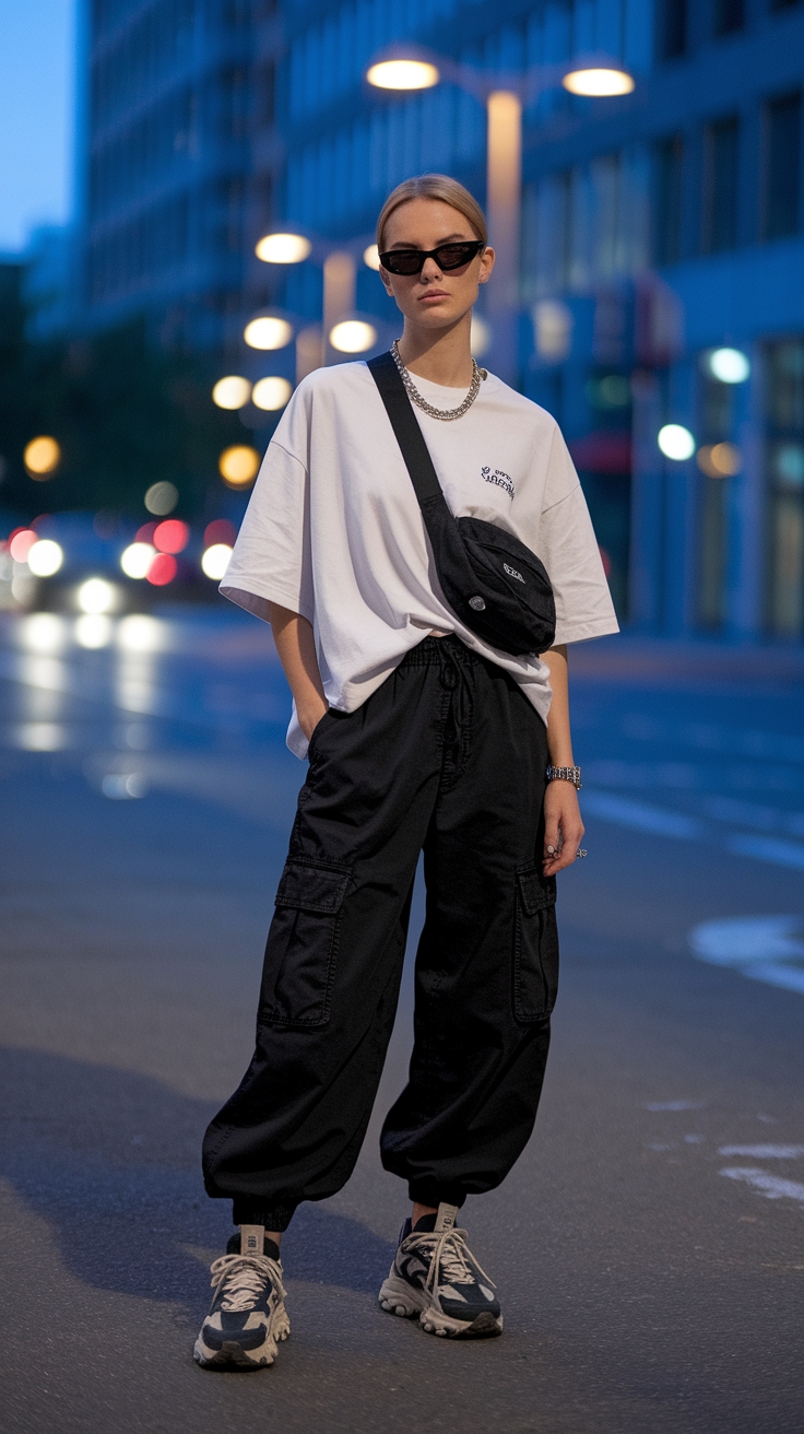 Creating a Chic Black Baggy Cargo Pants Outfit outfit idea