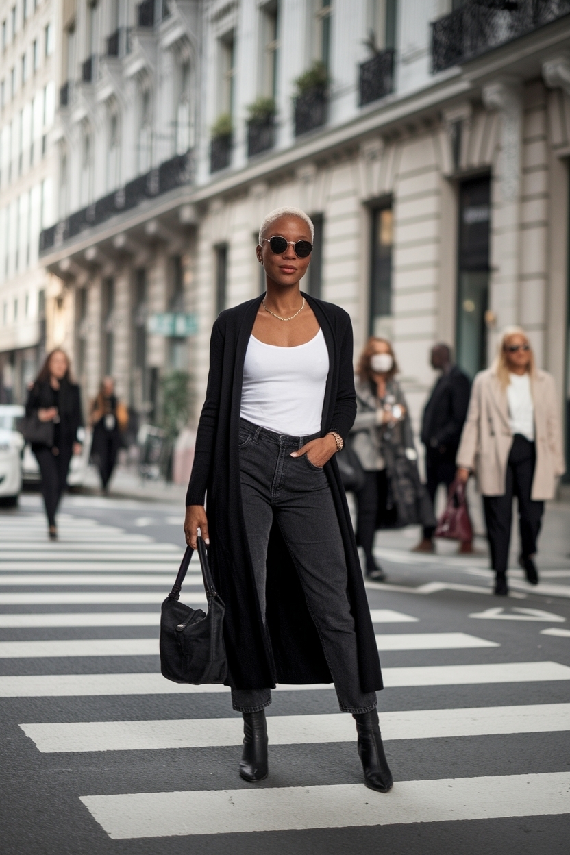Black Long Cardigan Outfit Black Women: Chic Layering Ideas outfit idea
