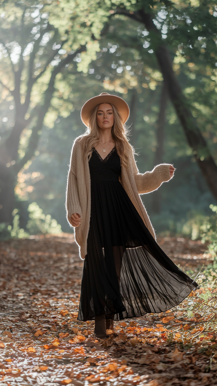 H2: Black Maxi Dress Outfit Ideas Fall for Seasonal Elegance outfit idea