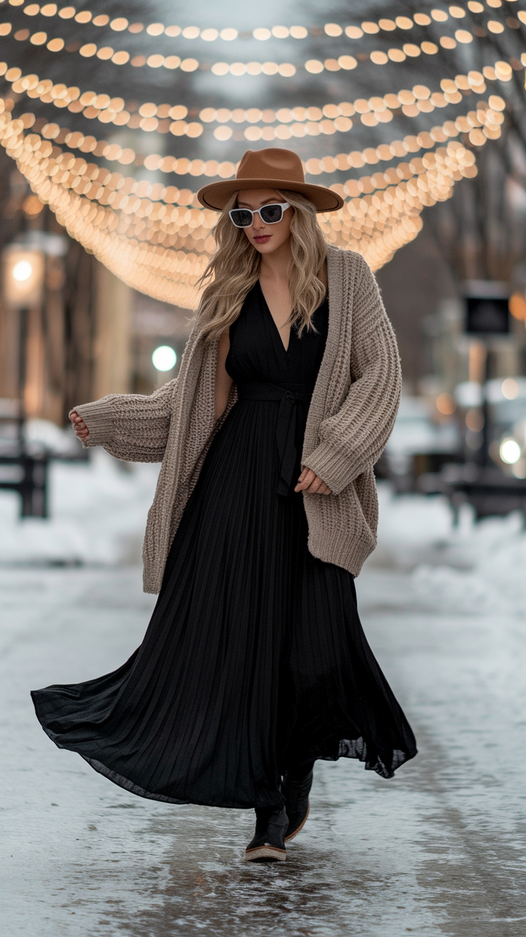 H2: Black Maxi Dress Outfit Ideas Winter for Chic Layers outfit idea