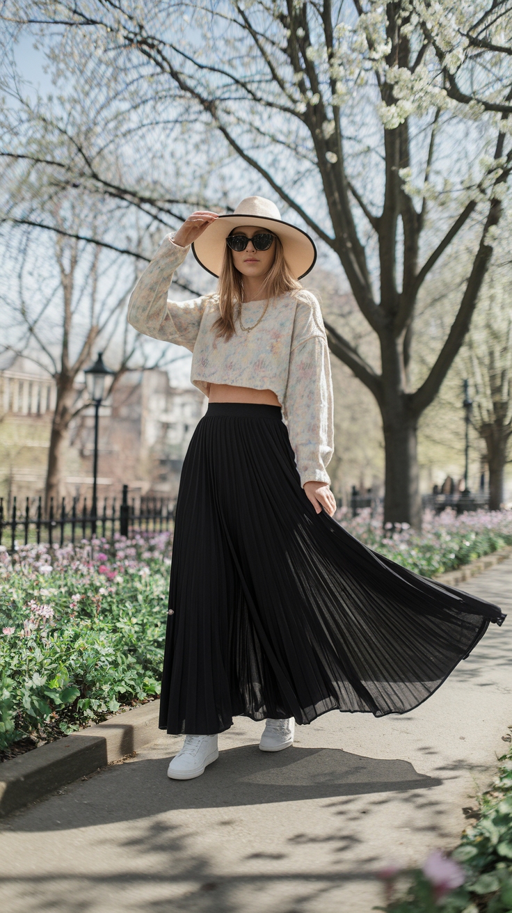 Chic Black Maxi Skirt Outfit for Spring Days outfit idea