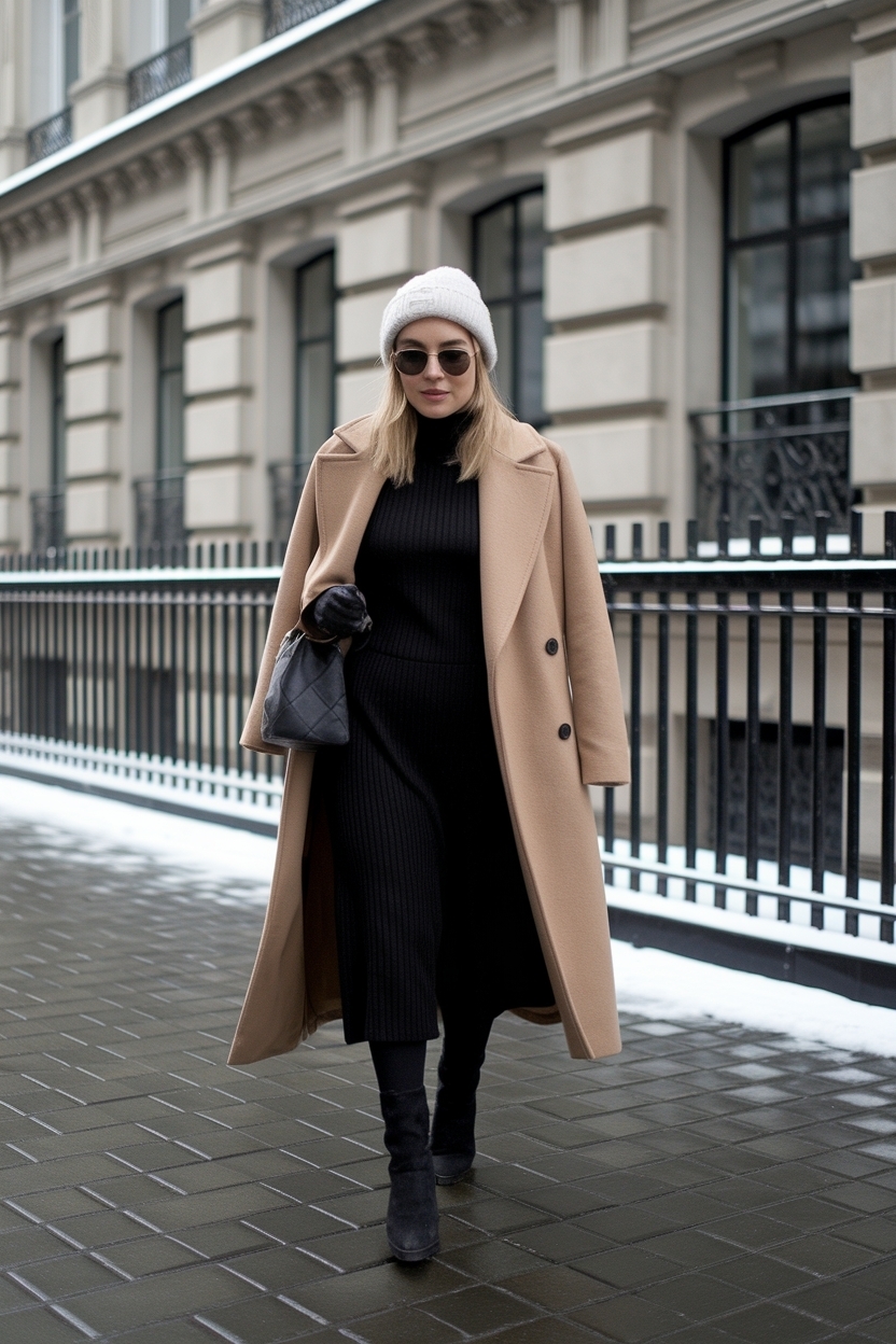Black Midi Dress Outfit Winter: Timeless Looks for Cold Weather outfit idea