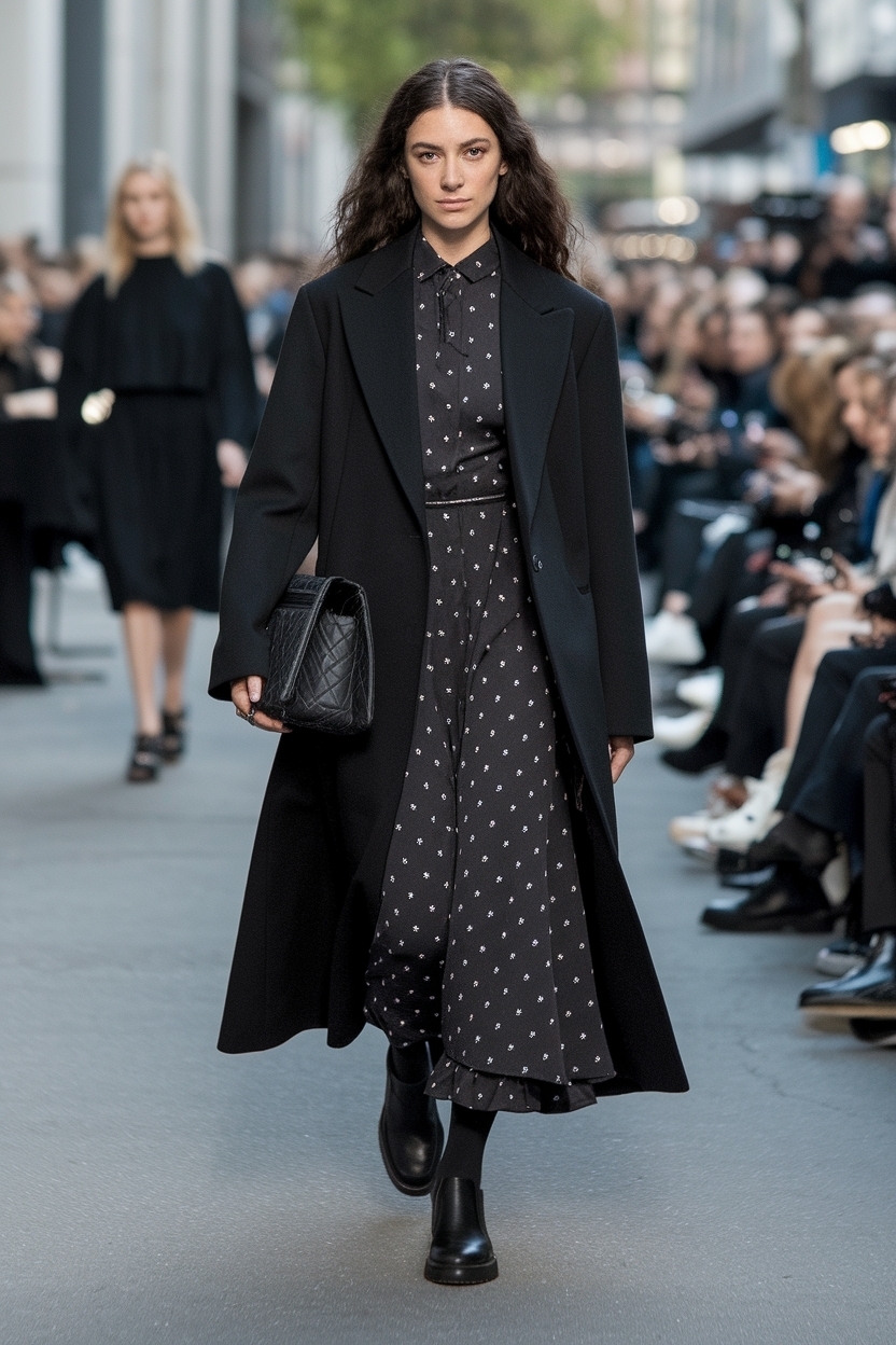 Black Overcoat Outfit Women Dress for Chic Winters outfit idea