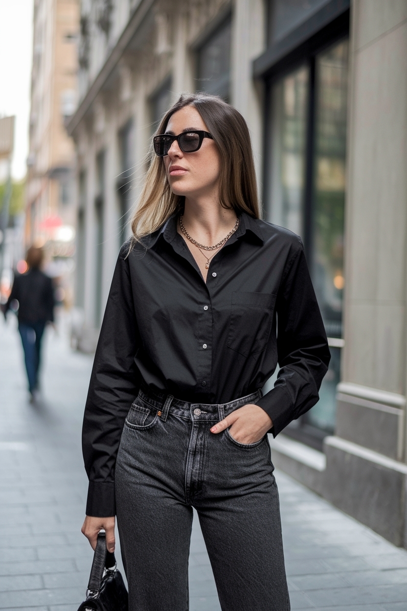 Chic Black Shirt and Jeans Outfit for Every Occasion outfit idea