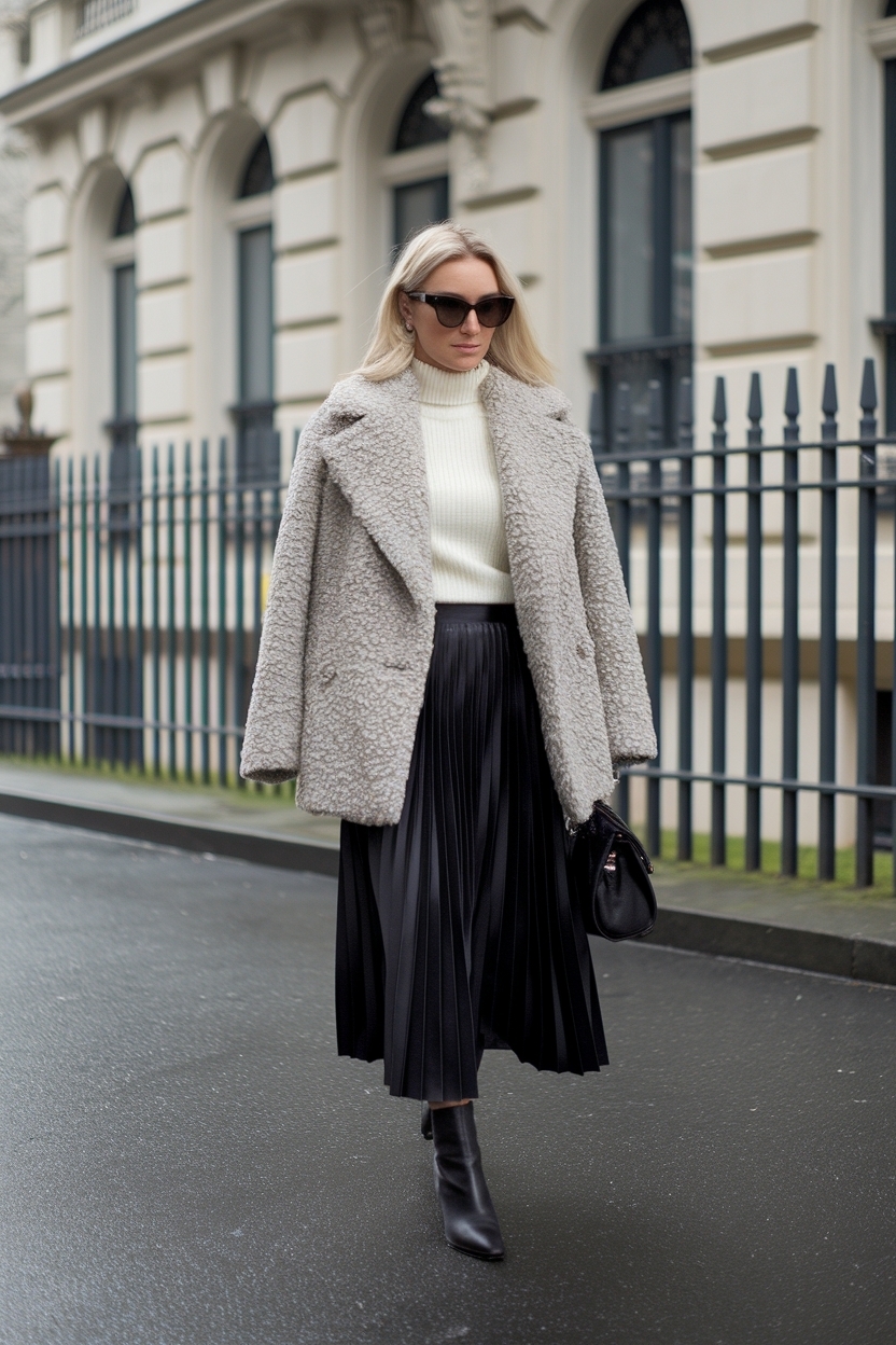 Sleek Black Silk Skirt Outfit Winter Combinations outfit idea