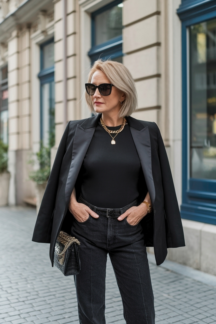Black Top and Jeans Outfit Classy for Every Occasion outfit idea
