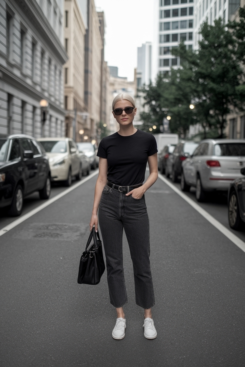 Effortless Black Tshirt and Jeans Outfit for Daily Wear outfit idea