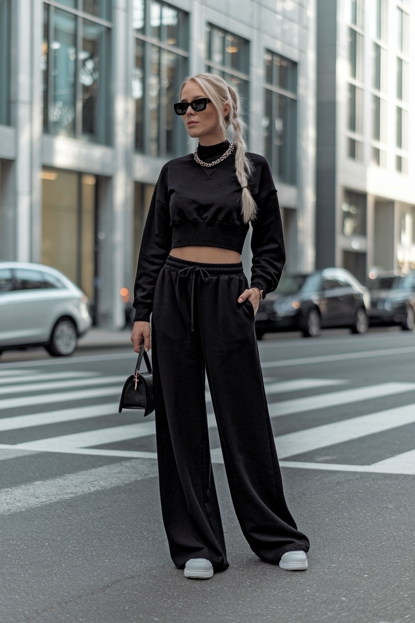 Black Wide Leg Sweatpants Outfit: Comfort Meets Style outfit idea