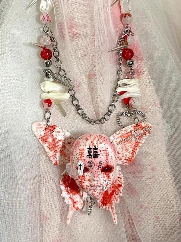 Bloody Gothic Skull Necklace