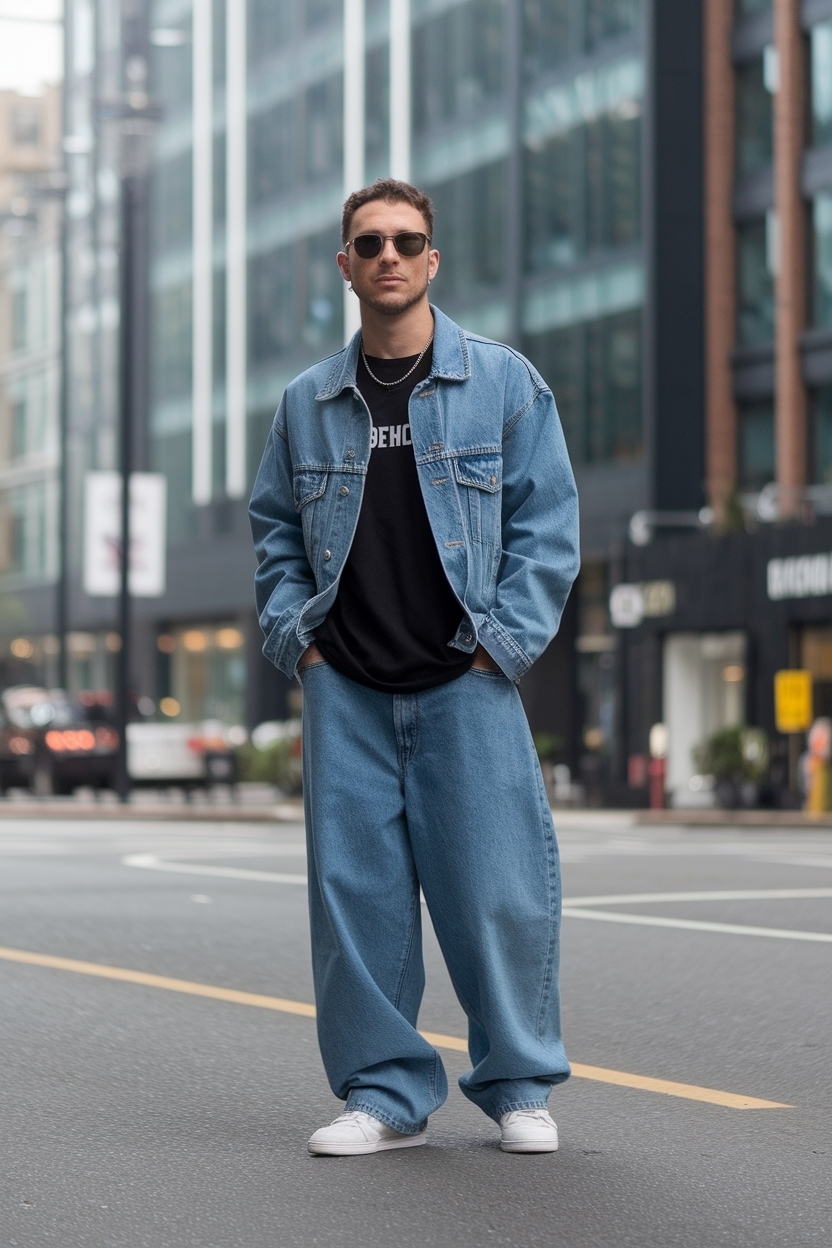 Blue Baggy Jeans Outfit Men: Relaxed and Trendy Styles outfit idea